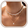 Gold Pearl Necklace for Women, Dainty 14K Gold/Silve Plated Layered Pearl Choker Pearl Earrings Pearl Bracelets Wedding Trendy Gold Jewelry Set for - main view