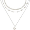 Gold Pearl Necklace for Women, Dainty 14K Gold/Silve Plated Layered Pearl Choker Pearl Earrings Pearl Bracelets Wedding Trendy Gold Jewelry Set for - Silver Pearl Necklace-3PCS