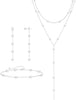 Gold Pearl Necklace for Women, Dainty 14K Gold/Silve Plated Layered Pearl Choker Pearl Earrings Pearl Bracelets Wedding Trendy Gold Jewelry Set for - Silver Pearl Y Necklace&Drop Earrings&Bracelet-3PCS