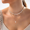 Gold Pearl Necklace for Women, Dainty 14K Gold/Silve Plated Layered Pearl Choker Pearl Earrings Pearl Bracelets Wedding Trendy Gold Jewelry Set for - view 2
