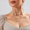 Gold Pearl Necklace for Women, Dainty 14K Gold/Silve Plated Layered Pearl Choker Pearl Earrings Pearl Bracelets Wedding Trendy Gold Jewelry Set for - view 3