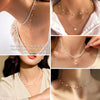Gold Pearl Necklace for Women, Dainty 14K Gold/Silve Plated Layered Pearl Choker Pearl Earrings Pearl Bracelets Wedding Trendy Gold Jewelry Set for - view 4