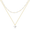 Gold Pearl Necklace for Women, Dainty 14K Gold/Silve Plated Layered Pearl Choker Pearl Earrings Pearl Bracelets Wedding Trendy Gold Jewelry Set for - Gold Pearl Necklace-2PCS