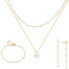 Gold Pearl Necklace for Women, Dainty 14K Gold/Silve Plated Layered Pearl Choker Pearl Earrings Pearl Bracelets Wedding Trendy Gold Jewelry Set for - Gold Pearl Necklace&Drop Earring&Bracelet-4PCS