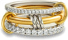 Gold Stackable Rings for Women, 18k Gold Plated Cubic Zirconia Rings, Silver Gold Multi Ring Mixed Metals Stack Rings Set - main view