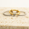 Gold Stackable Rings for Women, 18k Gold Plated Cubic Zirconia Rings, Silver Gold Multi Ring Mixed Metals Stack Rings Set - view 5