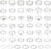 Gold Knuckle Rings Set For Women Stackable Joint Finger Midi Rings Dainty Cubic Crystal Zirconia Simple Hollow Twist Cute Rings Pack Jewelry Gift - 43pcs Silver