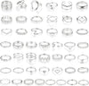 Gold Knuckle Rings Set For Women Stackable Joint Finger Midi Rings Dainty Cubic Crystal Zirconia Simple Hollow Twist Cute Rings Pack Jewelry Gift - 47pcs Silver