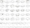 Gold Knuckle Rings Set For Women Stackable Joint Finger Midi Rings Dainty Cubic Crystal Zirconia Simple Hollow Twist Cute Rings Pack Jewelry Gift - 46pcs Silver