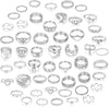Gold Knuckle Rings Set For Women Stackable Joint Finger Midi Rings Dainty Cubic Crystal Zirconia Simple Hollow Twist Cute Rings Pack Jewelry Gift - 52pcs Silver