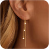 Gold Dangle Earrings for Women 14K Gold Plated Hoco Jewelry Drop Hypallergenic Prom Earring Dainty Long Hanging Chain CZ Pearl Threader Earrings - main view