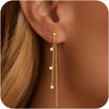 Gold Dangle Earrings for Women 14K Gold Plated Hoco Jewelry Drop Hypallergenic Prom Earring Dainty Long Hanging Chain CZ Pearl Threader Earrings - Gold&Style15