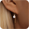 Gold Dangle Earrings for Women 14K Gold Plated Hoco Jewelry Drop Hypallergenic Prom Earring Dainty Long Hanging Chain CZ Pearl Threader Earrings - Gold&Style6