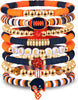 Game Day Bracelets for Women Red Black with Blue Heishi Clay Beaded Stretch Bracelets Stackable Sports Charm Bracelet Bangles Football Mom - main view