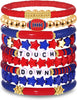 Game Day Bracelets for Women Red Black with Blue Heishi Clay Beaded Stretch Bracelets Stackable Sports Charm Bracelet Bangles Football Mom - Red Blue 2