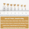 14K Gold Filled Polished Small CZ Pearl Ball Stud Earrings Set for Women 20G Surgical Steel Piercing Studs for Sensitive Ear, Pack of 6 Pairs - view 2