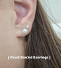 14K Gold Filled Polished Small CZ Pearl Ball Stud Earrings Set for Women 20G Surgical Steel Piercing Studs for Sensitive Ear, Pack of 6 Pairs - view 6