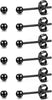 14K Gold Filled Polished Small CZ Pearl Ball Stud Earrings Set for Women 20G Surgical Steel Piercing Studs for Sensitive Ear, Pack of 6 Pairs - B : 3MM Black Ball Set