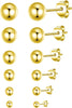 14K Gold Filled Polished Small CZ Pearl Ball Stud Earrings Set for Women 20G Surgical Steel Piercing Studs for Sensitive Ear, Pack of 6 Pairs - I : 2MM-7MM Gold Ball Set
