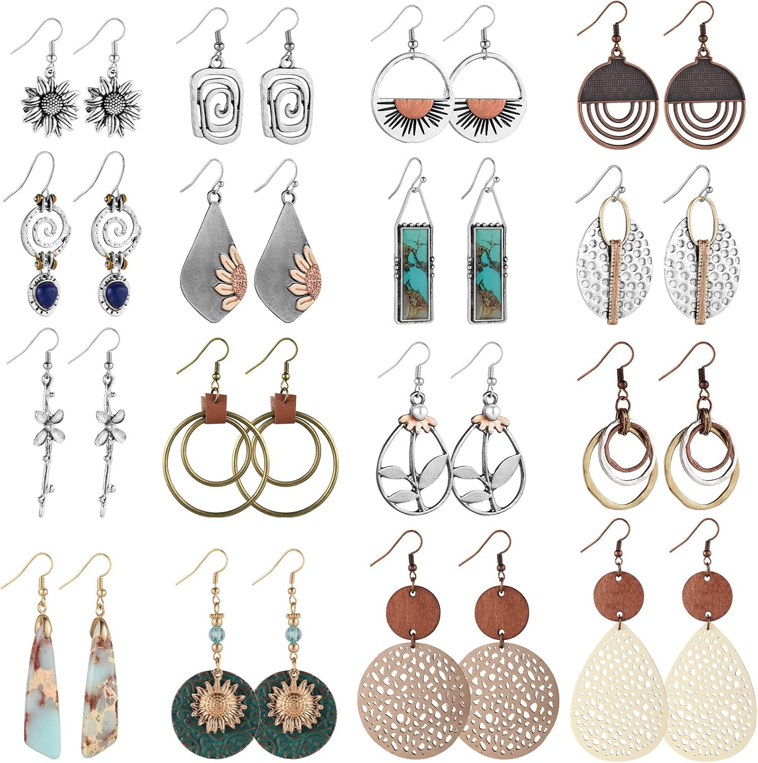 16 Pairs Earrings for Women Trendy, Boho Dangle Earrings for Women - main view