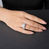 Princess Cut Cubic Zirconia Halo Promise Engagement Ring For Women in 925 Sterling Silver, Simulated Diamond 14k White Gold Plated CZ Stackable Rings - view 3
