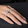 Princess Cut Cubic Zirconia Halo Promise Engagement Ring For Women in 925 Sterling Silver, Simulated Diamond 14k White Gold Plated CZ Stackable Rings - view 6