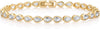 14K Gold Plated Tennis Bracelets for Women with Bezel Set CZ Bracelet Simulated Diamonds Round Trinity Radiant Pear Heart Cut Cubic Zirconia Bracelet - 7 Inches Pear Yellow Gold