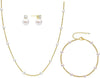 Gold Jewelry Set for Women, Dainty 14K Gold/Silver Plated Pearl Necklace and Earring Set with CZ Diamond and Pearl Drop Earrings, Bracelets, Choker - E: CZ pearl earrings jewelry set_gold