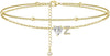 Ankle Bracelets for Women 14K Gold Plated CZ Initial Anklet for Women Dainty Layered Letter Heart Ankle Bracelets Handmade Adjustable Foot Chain - gold Z