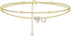 Ankle Bracelets for Women 14K Gold Plated CZ Initial Anklet for Women Dainty Layered Letter Heart Ankle Bracelets Handmade Adjustable Foot Chain - gold U