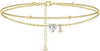 Ankle Bracelets for Women 14K Gold Plated CZ Initial Anklet for Women Dainty Layered Letter Heart Ankle Bracelets Handmade Adjustable Foot Chain - gold I