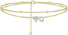 Ankle Bracelets for Women 14K Gold Plated CZ Initial Anklet for Women Dainty Layered Letter Heart Ankle Bracelets Handmade Adjustable Foot Chain - gold Q