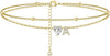 Ankle Bracelets for Women 14K Gold Plated CZ Initial Anklet for Women Dainty Layered Letter Heart Ankle Bracelets Handmade Adjustable Foot Chain - gold A