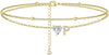 Ankle Bracelets for Women 14K Gold Plated CZ Initial Anklet for Women Dainty Layered Letter Heart Ankle Bracelets Handmade Adjustable Foot Chain - gold P
