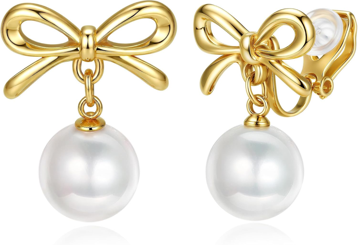 Clip on Earrings, Pearl Clip on Earrings for Women Fake Earrings - main view