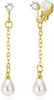 Clip on Earrings, Pearl Clip on Earrings for Women Fake Earrings - Gold Plated-CZ Chain