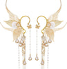 Butterfly Elf Ear Cuffs - Fairy Ear Cuffs with Tassel Ear Wrap Earrings Non Piercing Renaissance for Women Adult - view 3