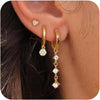 Gold Earrings for Women, Dainty Dangle Earring 14K Gold Plated Statement Drop Dangle Earrings for Women Trendy Long Huggie Hoop Earring Small Formal - heart set Dangle