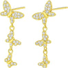 Gold Earrings for Women, Dainty Dangle Earring 14K Gold Plated Statement Drop Dangle Earrings for Women Trendy Long Huggie Hoop Earring Small Formal - butterfly Dangle