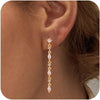 Gold Earrings for Women, Dainty Dangle Earring 14K Gold Plated Statement Drop Dangle Earrings for Women Trendy Long Huggie Hoop Earring Small Formal - 7cz Dangle