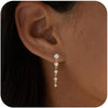 Gold Earrings for Women, Dainty Dangle Earring 14K Gold Plated Statement Drop Dangle Earrings for Women Trendy Long Huggie Hoop Earring Small Formal - 5cz Dangle