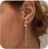 Gold Earrings for Women, Dainty Dangle Earring 14K Gold Plated Statement Drop Dangle Earrings for Women Trendy Long Huggie Hoop Earring Small Formal - long Dangle