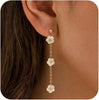 Pearl Earrings for Women, 14K Gold Plated Drop Earrings Jewelry - flower drop earrings