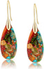 Stone Fishhoop Dangle Drop Earrings Statement Gold silver earrings - main view