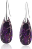Stone Fishhoop Dangle Drop Earrings Statement Gold silver earrings - Light Purple-Silver Hook