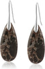 Stone Fishhoop Dangle Drop Earrings Statement Gold silver earrings - Black - Silver Hook