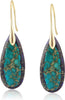 Stone Fishhoop Dangle Drop Earrings Statement Gold silver earrings - Deep Blue - Gold Hook
