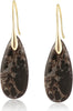 Stone Fishhoop Dangle Drop Earrings Statement Gold silver earrings - Black - Gold Hook