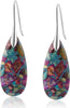 Stone Fishhoop Dangle Drop Earrings Statement Gold silver earrings - Rainbow Blue - Silver Hook