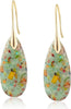 Stone Fishhoop Dangle Drop Earrings Statement Gold silver earrings - Cyan-Gold Color Hook